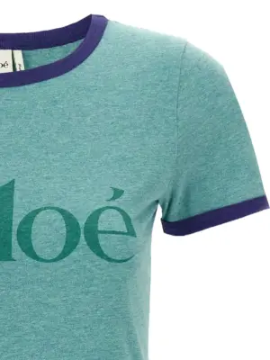 Logo print T-shirt Woman CHLOÉ Green