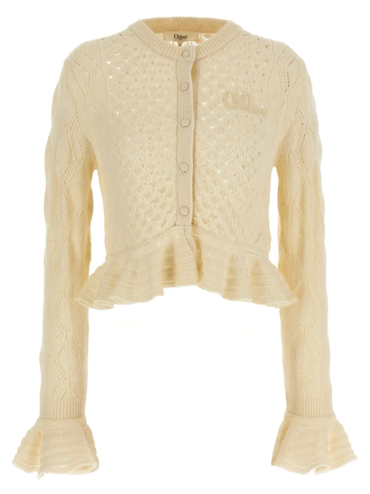 Кардиган ажурний Pointelle Chloé Білий 1 Pointelle cardigan CHLOÉ White