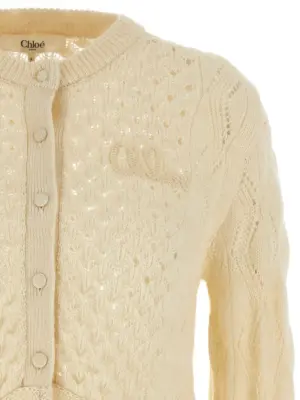 Pointelle cardigan Woman CHLOÉ White
