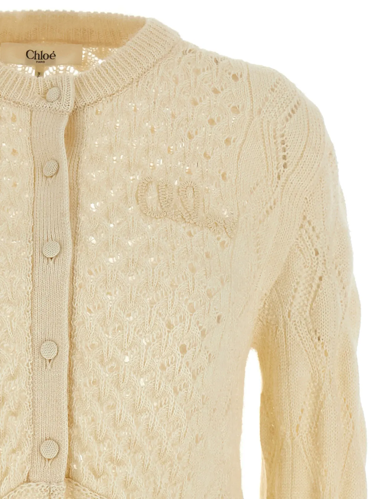 Кардиган ажурний Pointelle Chloé Білий 3 Pointelle cardigan Woman CHLOÉ White