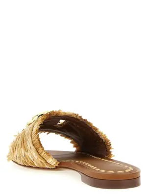 Raffia braid slides Woman DOLCE & GABBANA Brown