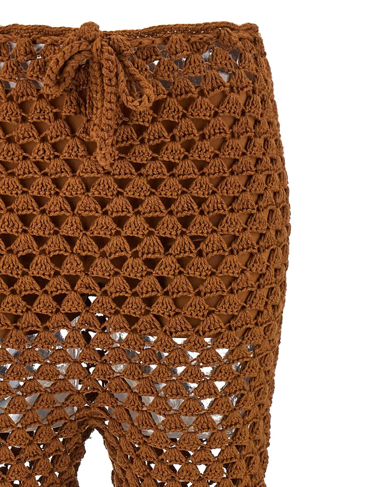 Штани Ermanno Scervino Crochet Коричневі 3 Crochet pants Woman ERMANNO SCERVINO Brown