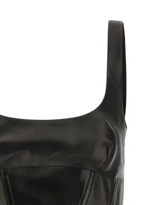 Peplos leather top Woman ERMANNO SCERVINO Black