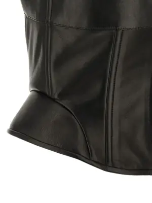 Peplos leather top 100% sheep leather ERMANNO SCERVINO Black