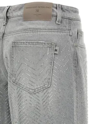 Rhinestone jeans 100% cotton ERMANNO SCERVINO Gray