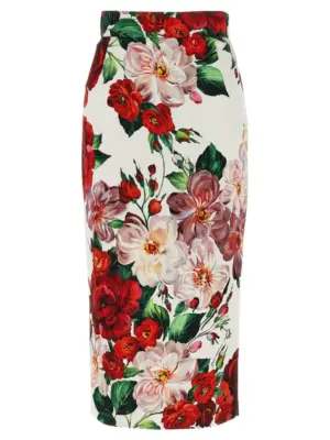 Floral longuette skirt DOLCE & GABBANA White