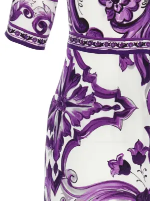 'Maiolica' print dress 94% silk 6% elastane DOLCE & GABBANA Purple