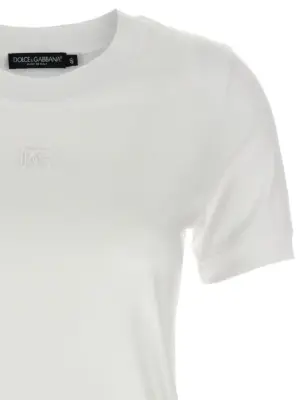 Logo embroidery t-shirt Woman DOLCE & GABBANA White