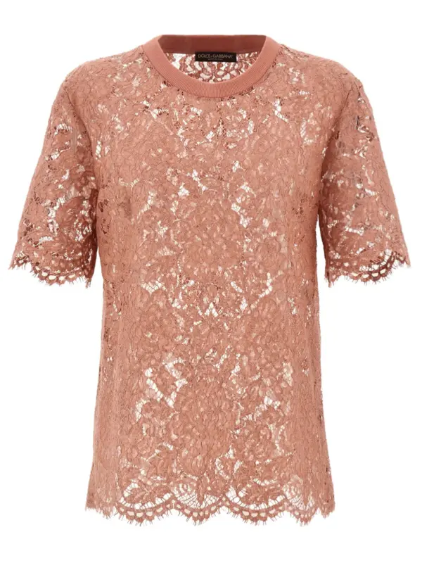 Lace T-shirt DOLCE & GABBANA Pink