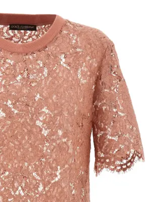 Lace T-shirt Woman DOLCE & GABBANA Pink