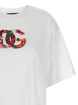 Floral logo t-shirt Woman DOLCE & GABBANA White