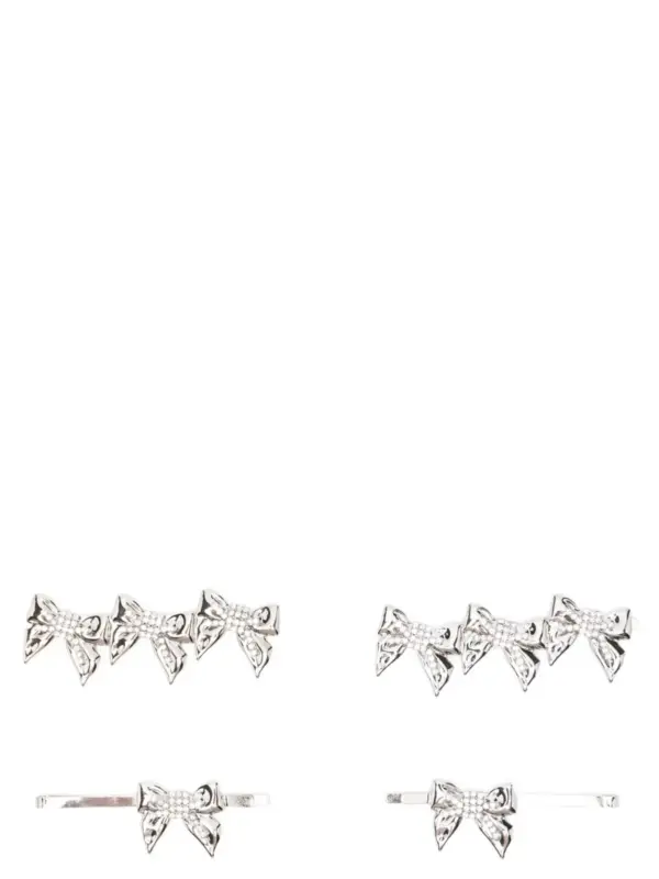 Set of four bow pins ALESSANDRA RICH Silver