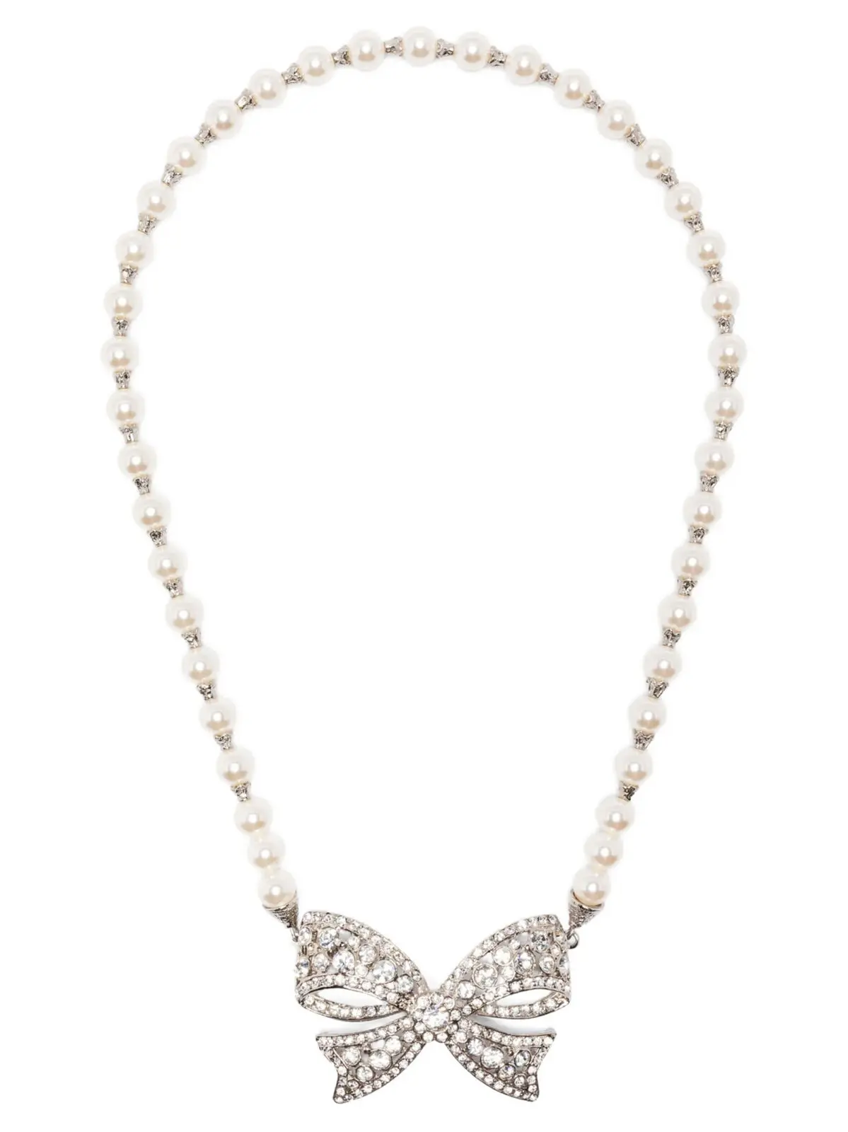 Кольє Alessandra Rich Pearl bow Біле 1 Pearl bow necklace ALESSANDRA RICH White