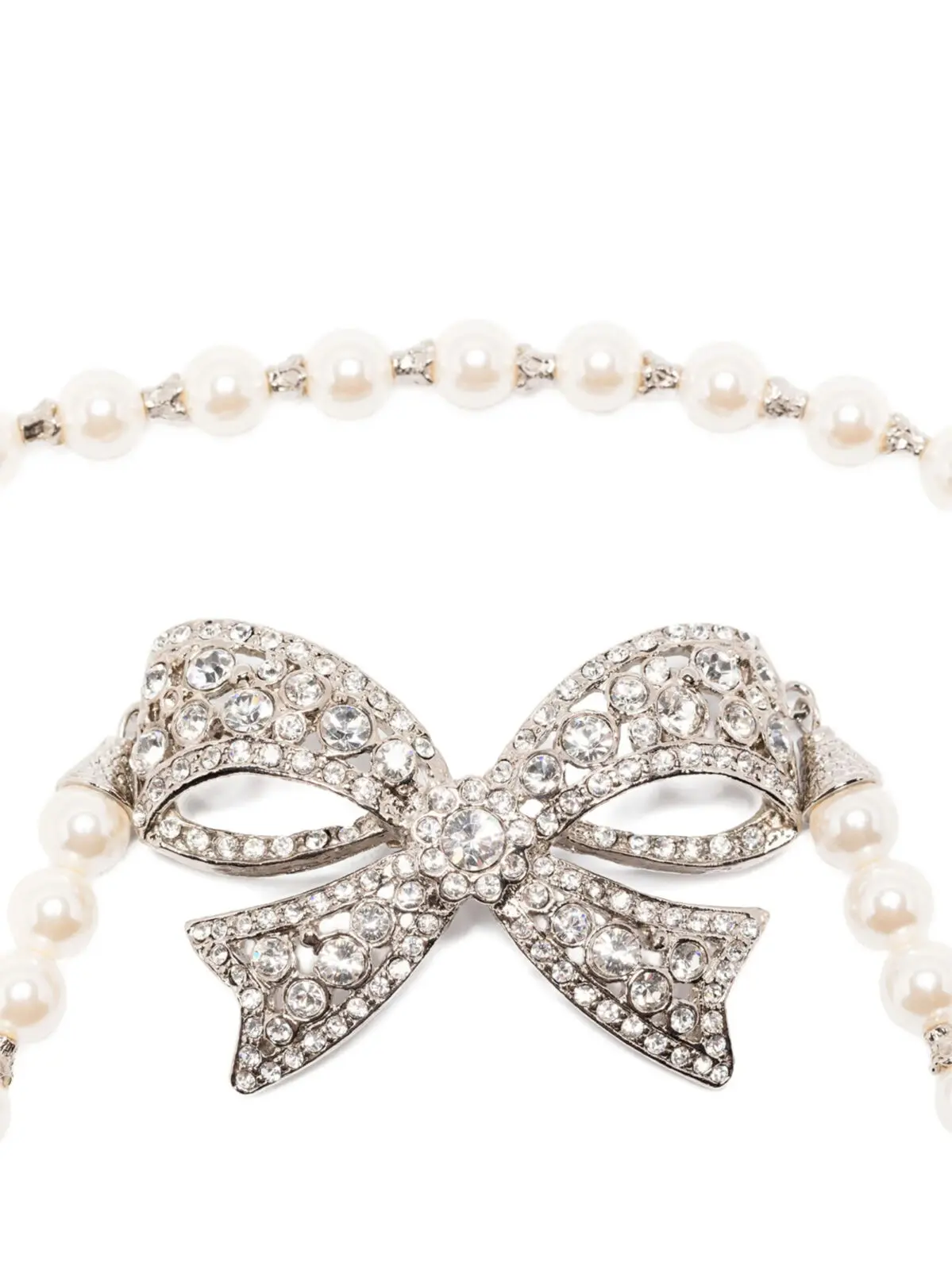 Кольє Alessandra Rich Pearl bow Біле 2 Pearl bow necklace FABA3301J00340001 ALESSANDRA RICH White
