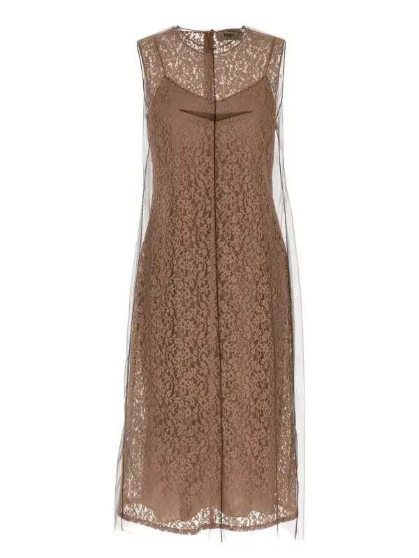 Floral lace dress FENDI Beige