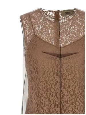 Floral lace dress Woman FENDI Beige