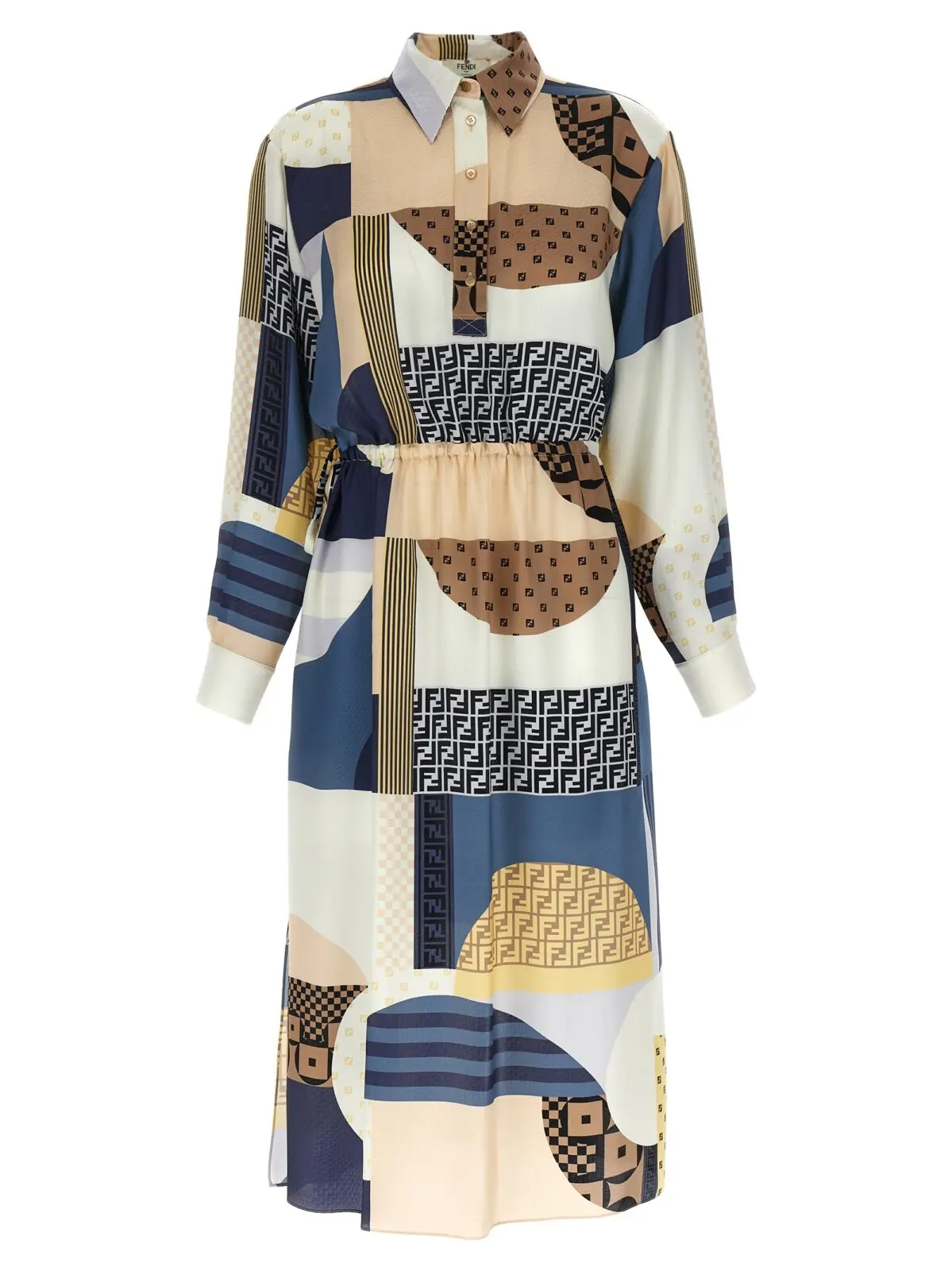 Сукня з шовку у клаптикову техніку Patchwork Fendi Багатокольорова 1 Patchwork silk dress FENDI Multicolor