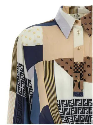 Patchwork silk dress Woman FENDI Multicolor