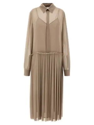 'Pleated Midi' dress AMI PARIS Beige