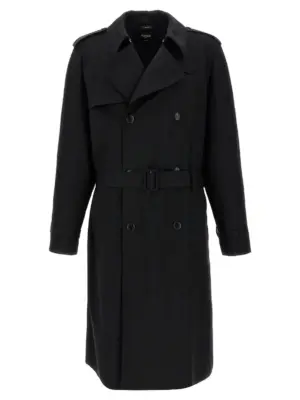 Wool trench coat FENDI Black