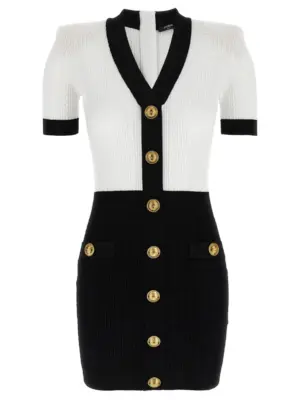 Knitted dress BALMAIN White/Black