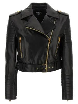 Leather jacket BALMAIN Black