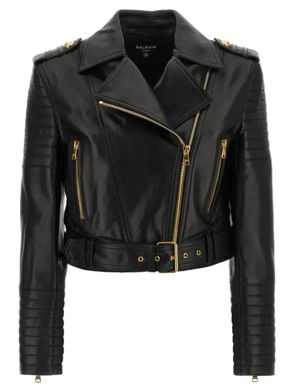 Leather jacket BALMAIN Black