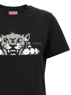 'Happy Tiger' T-shirt Woman KENZO Black