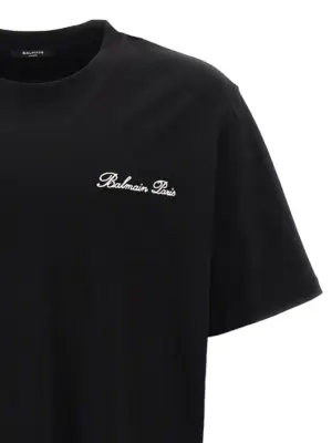 'Signature' T-shirt Man BALMAIN White/Black