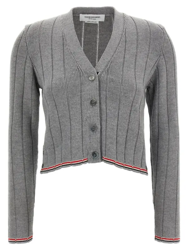 'RWB' jacquard cardigan THOM BROWNE Gray