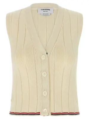 RWB intarsia vest THOM BROWNE White