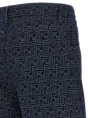 Bermuda jeans Jacquard FF 100% cotton FENDI Blue
