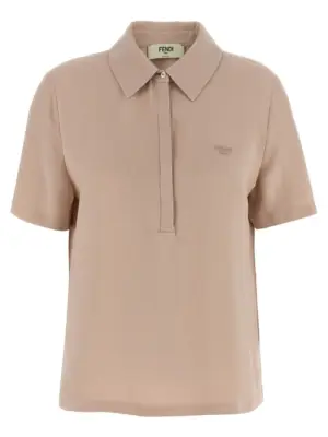 Silk polo shirt FENDI Pink