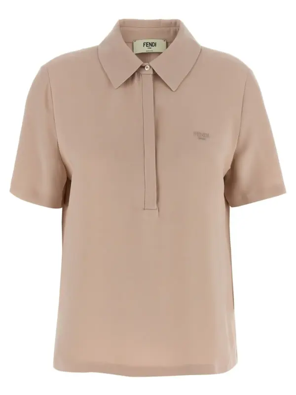 Silk polo shirt FENDI Pink