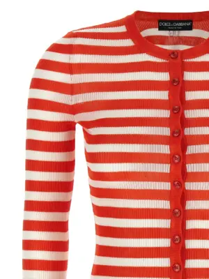 Striped viscose cardigan Woman DOLCE & GABBANA Orange
