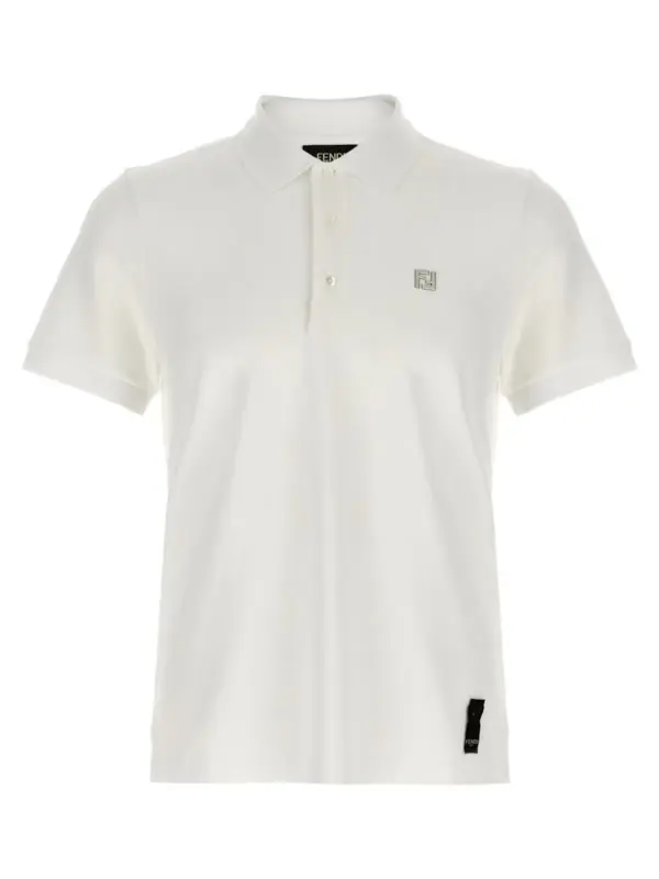 FF metallic logo polo shirt FENDI White
