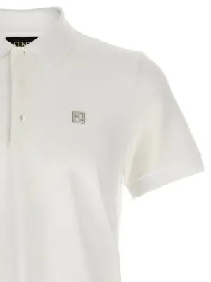 FF metallic logo polo shirt Man FENDI White