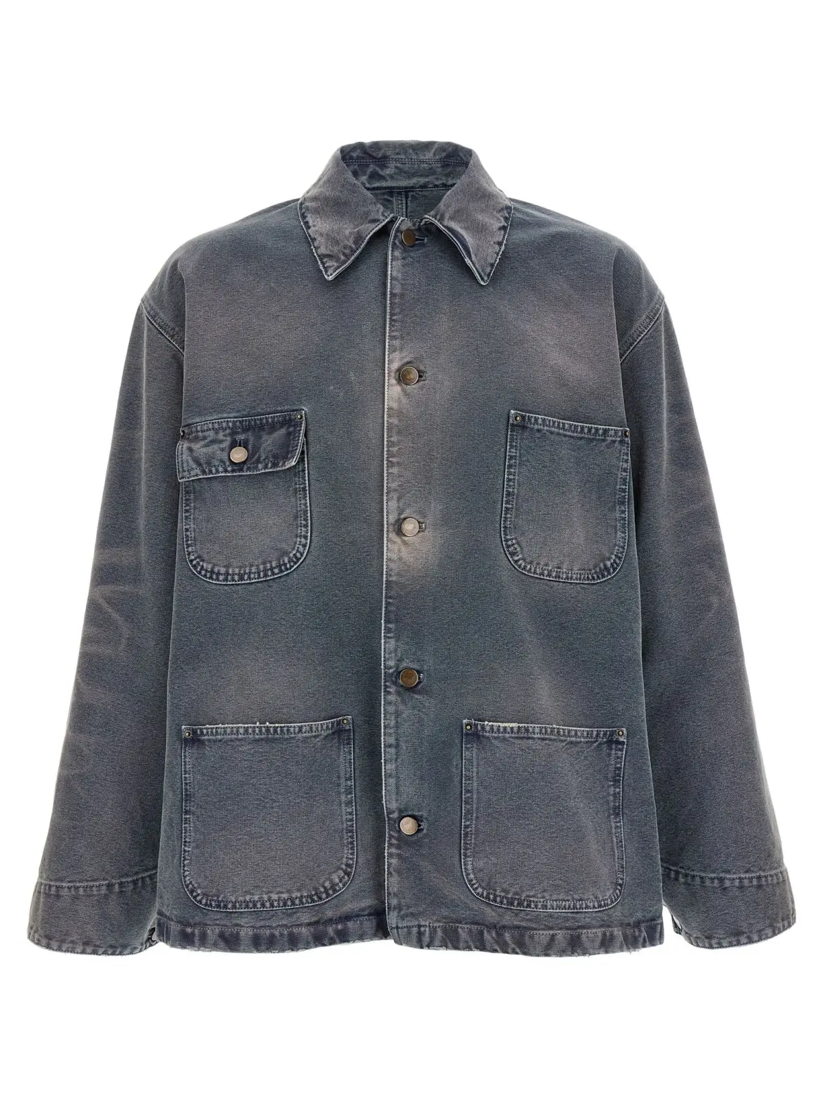 Куртка Prada з потертої канви Синя 1 Blouson canvas distressed PRADA Blue