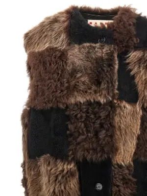 Long shearling vest Woman MARNI Brown