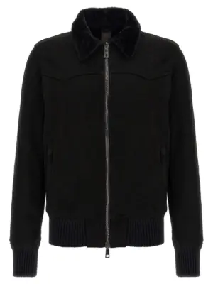 Sheepskin bomber jacket GIORGIO BRATO Black