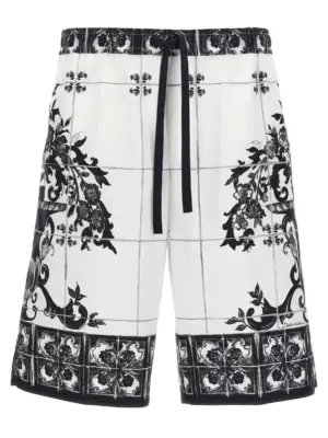 'Maiolica' print bermuda shorts DOLCE & GABBANA White/Black