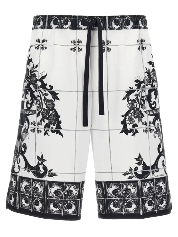 'Maiolica' print bermuda shorts DOLCE & GABBANA White/Black