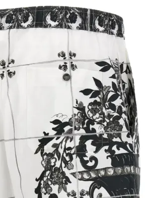 'Maiolica' print bermuda shorts 100% cotton DOLCE & GABBANA White/Black