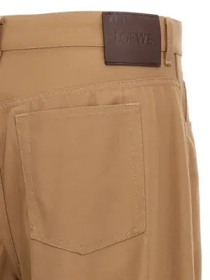 'Carpenter' pants 95% cotton 5% calf leather LOEWE Brown
