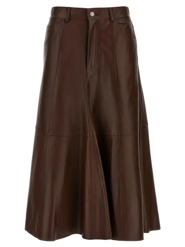 'Mid Serenity Leather' skirt HAIKURE Brown