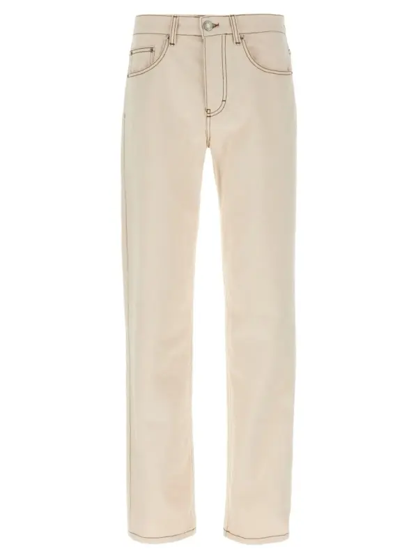 Garment-dyed jeans AMI PARIS Beige