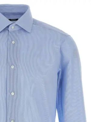 Honeycomb shirt Man BARBA Light Blue