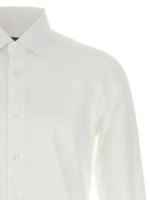 Honeycomb cotton shirt Man BARBA White