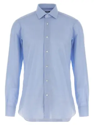 Honeycomb cotton shirt BARBA Light Blue