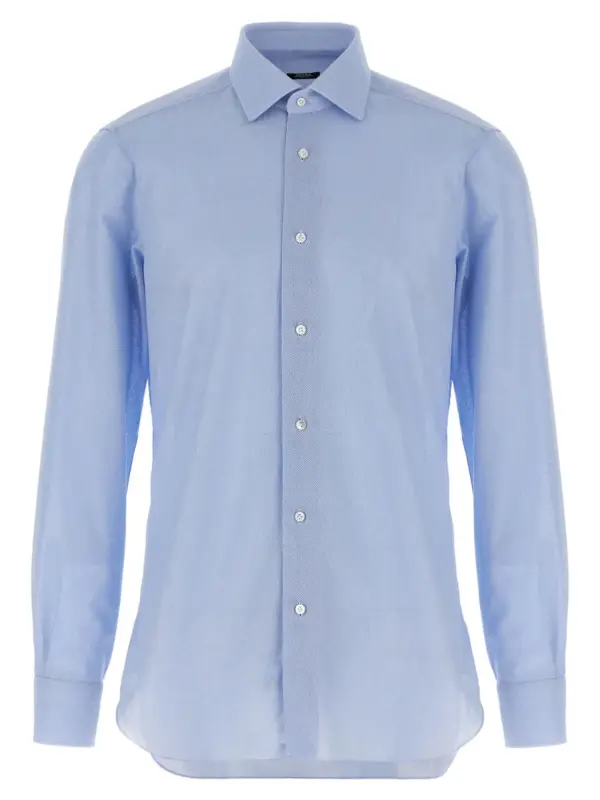 Honeycomb cotton shirt BARBA Light Blue
